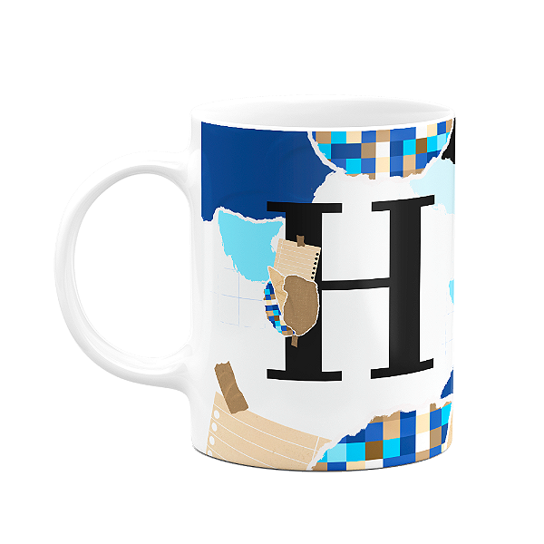 Caneca Professores - Inicial do nome letra H - 325ml
