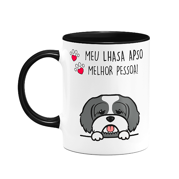 Caneca Dog - Lhasa Apso, melhor pessoa! B-black