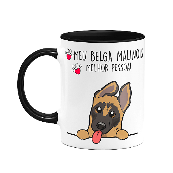 Caneca Dog - Meu Belga malinois, melhor pessoa! B-black
