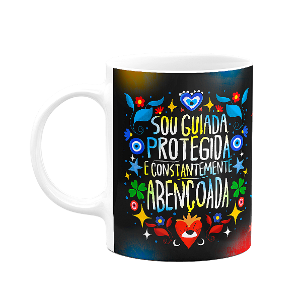 Caneca Proteção - Sou guiada, Protegida, Abençoada - B-dark