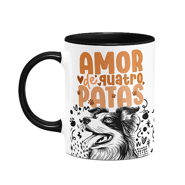 Caneca - Amor de quatro patas - Border Collie - B-black