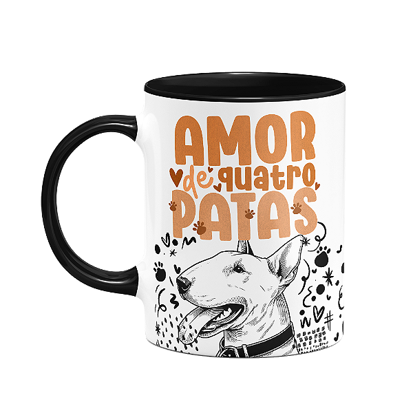 Caneca - Amor de quatro patas - Bull Terrier - B-black