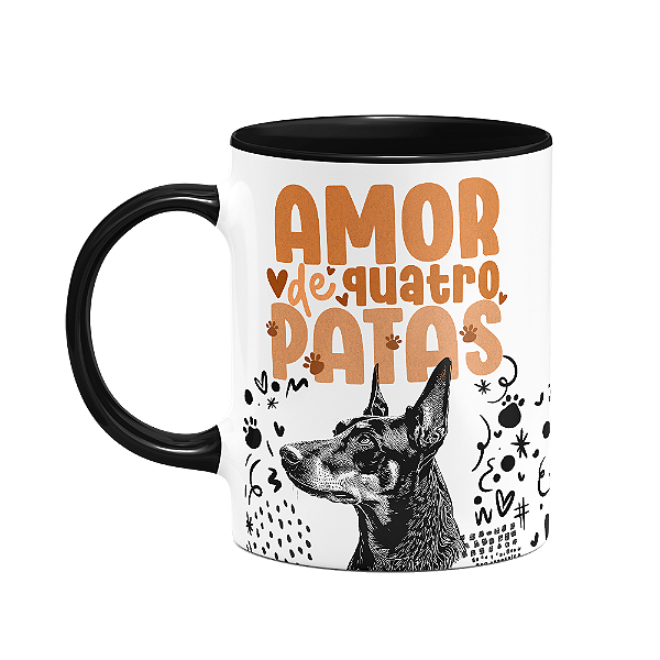 Caneca - Amor de quatro patas - Doberman - B-black