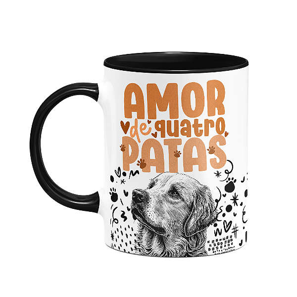 Caneca - Amor de quatro patas - Golden - B-black
