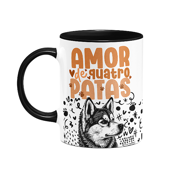 Caneca - Amor de quatro patas - Husky - B-black