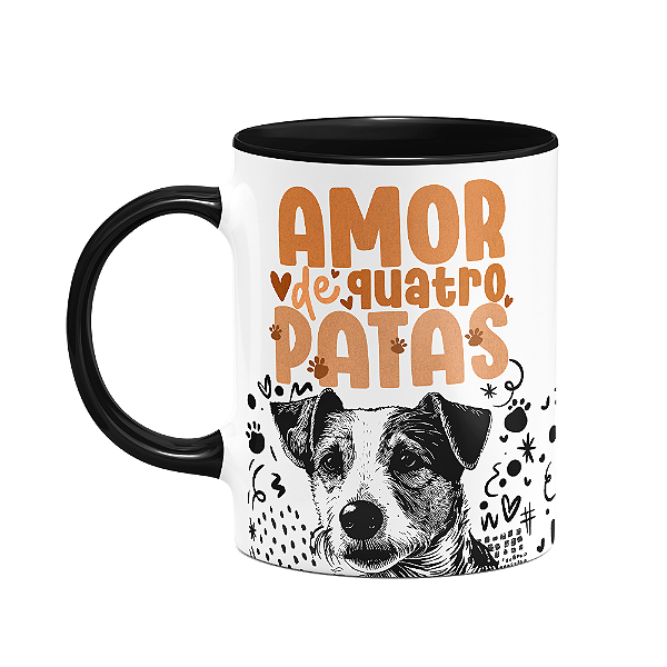 Caneca - Amor de quatro patas - Jack Russell - B-black
