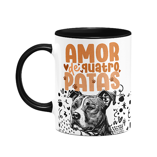 Caneca - Amor de quatro patas - Pitbull - B-black