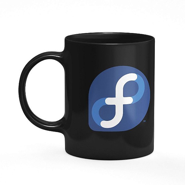Caneca Geek Linux - Fedora Linux - Preta (SALDO)