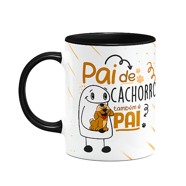 Caneca Flork Pais - Pai de cachorro, também é pai - B-black