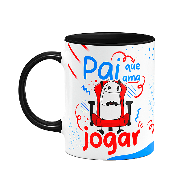 Caneca Flork Pais - Que ama jogar vídeo game - B-black