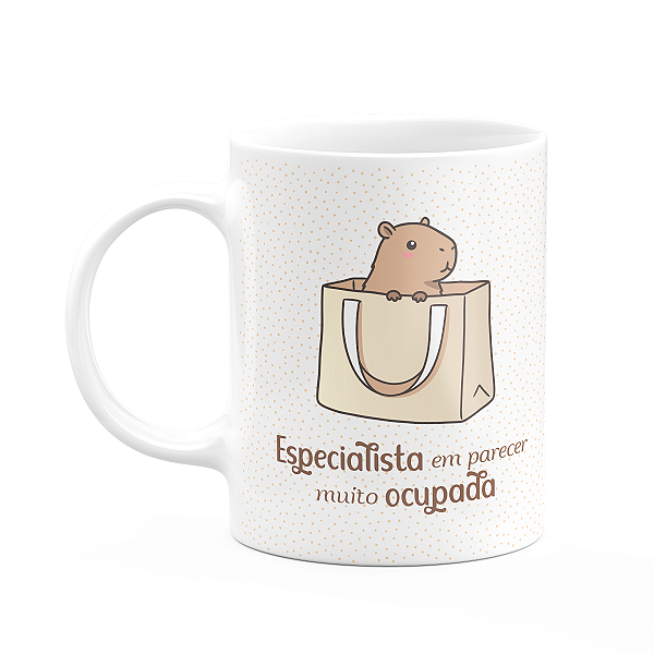 Caneca Divertida Capivaras - Especialista em parecer ocupada