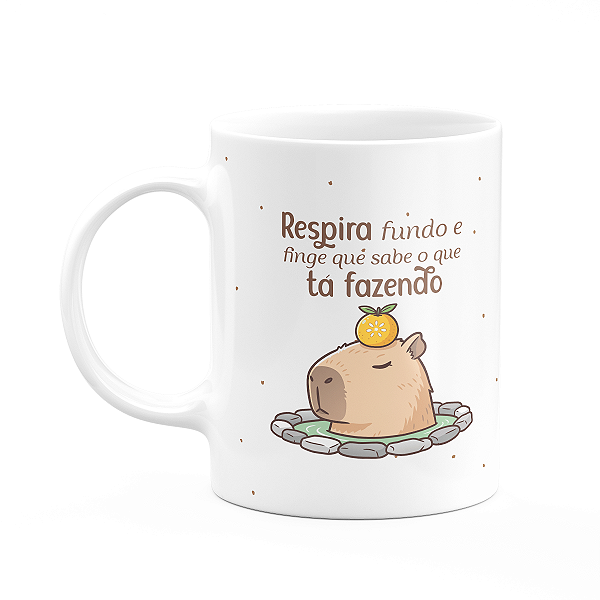 Caneca Divertida Capivaras - Respira fundo
