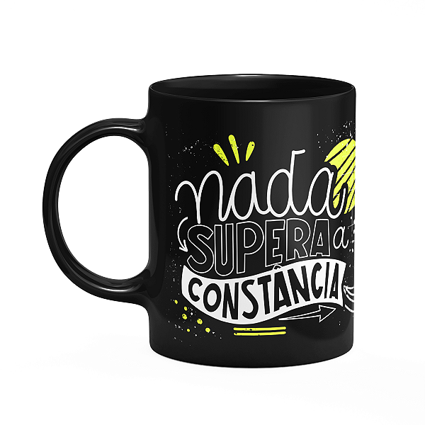 Caneca Fitness Academia - Nada supera a constância - Preta