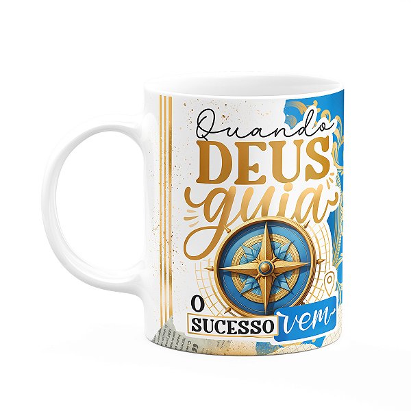 Caneca Formatura G-Blue - Quando Deus guia, o sucesso vem