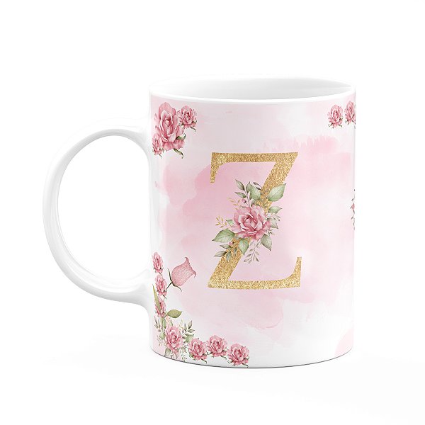 Caneca Floral Mães - Inicial do nome letra Z - 325ml