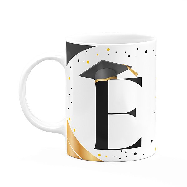 Caneca de Formatura - Inicial do nome letra E - 325ml