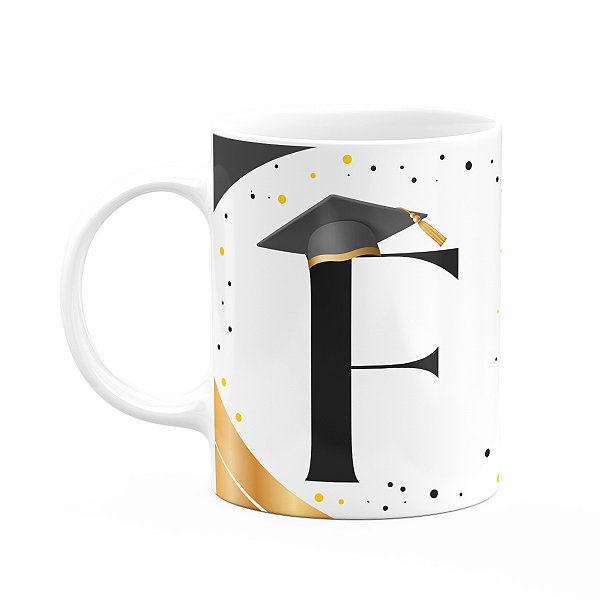 Caneca de Formatura - Inicial do nome letra F - 325ml