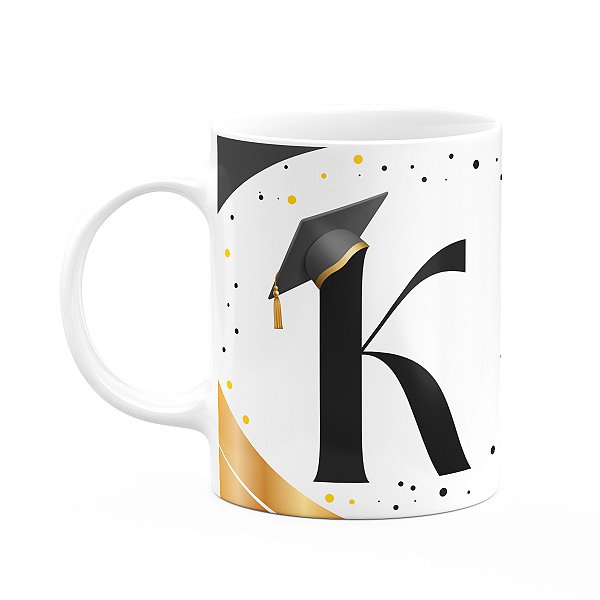 Caneca de Formatura - Inicial do nome letra K - 325ml