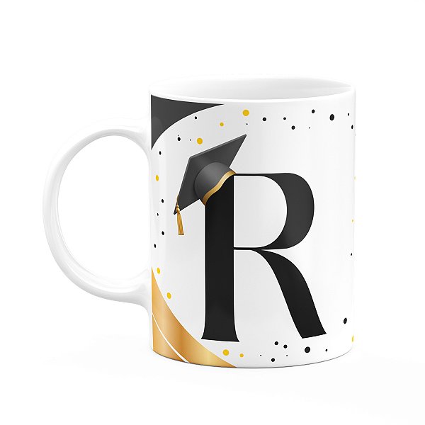 Caneca de Formatura - Inicial do nome letra R - 325ml