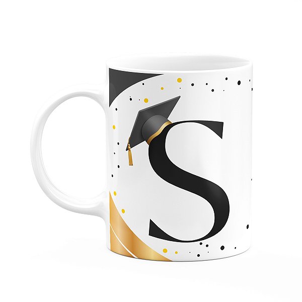 Caneca de Formatura - Inicial do nome letra S - 325ml