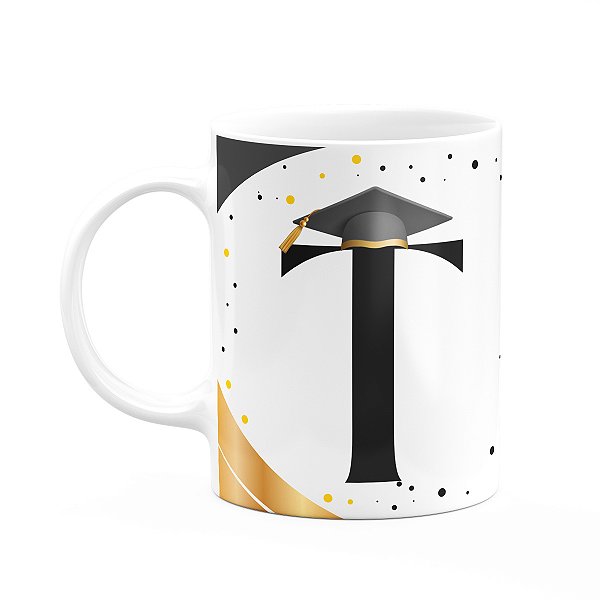 Caneca de Formatura - Inicial do nome letra T - 325ml