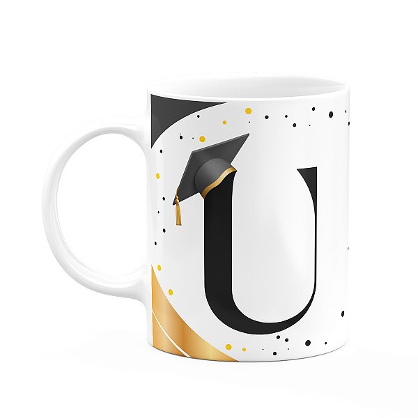 Caneca de Formatura - Inicial do nome letra U - 325ml