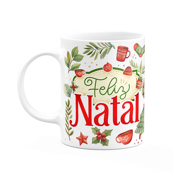 Caneca Natalina - Feliz Natal - 325ml - Branca
