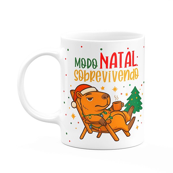 Caneca Natal e Capivaras - Modo natal, sobrevivendo