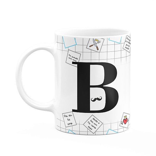 Caneca do Papai - Inicial do nome letra B - 325ml