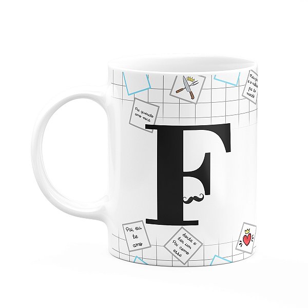 Caneca do Papai - Inicial do nome letra E - 325ml