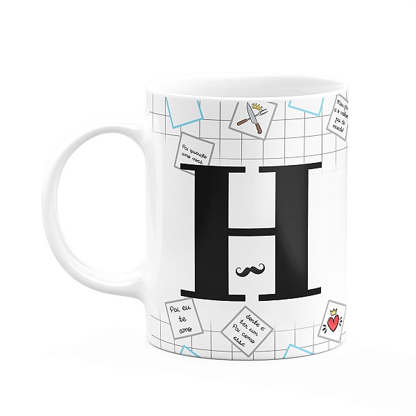 Caneca do Papai - Inicial do nome letra H - 325ml