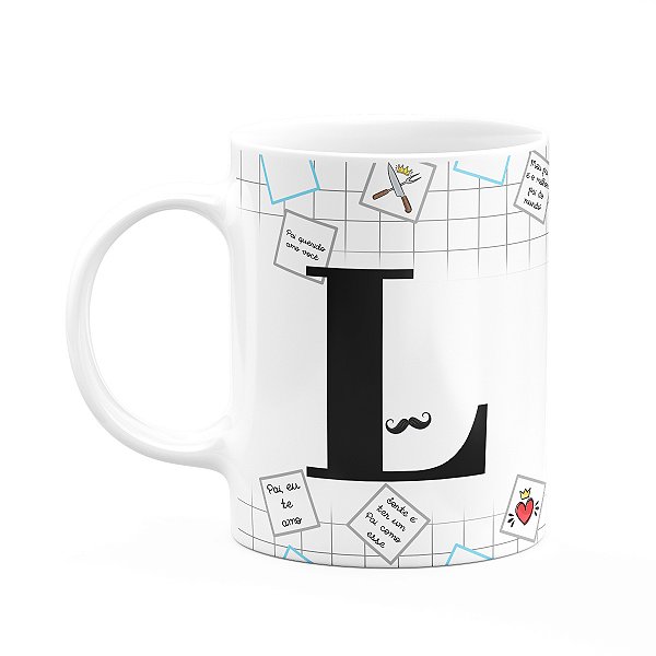 Caneca do Papai - Inicial do nome letra L - 325ml