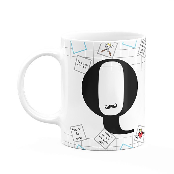 Caneca do Papai - Inicial do nome letra Q - 325ml