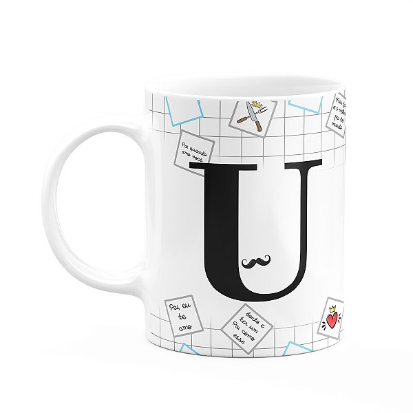 Caneca do Papai - Inicial do nome letra U - 325ml