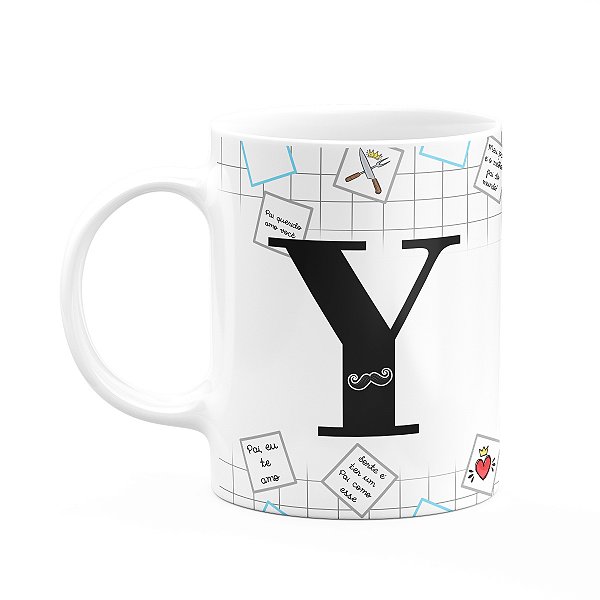 Caneca do Papai - Inicial do nome letra Y - 325ml