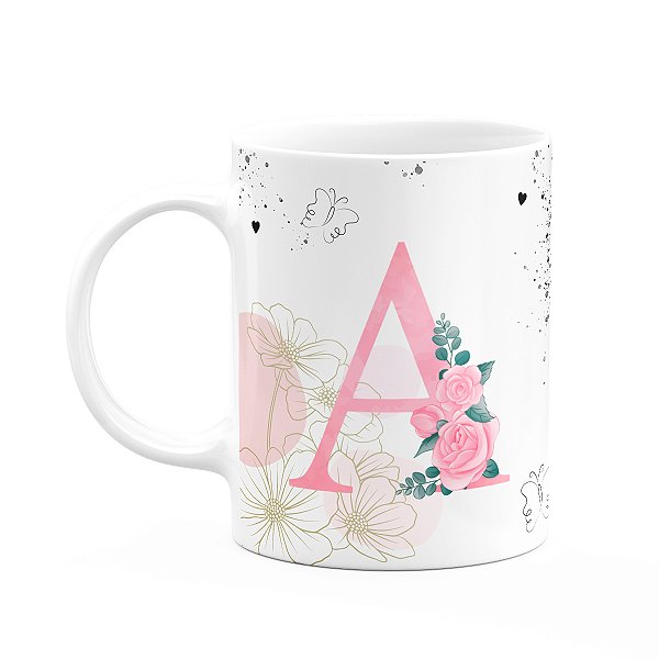 Caneca Motivação - com inicial do nome letra A