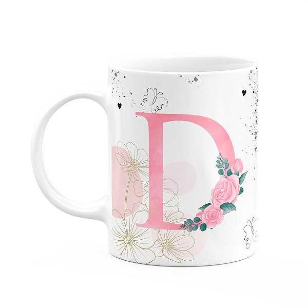 Caneca Motivação - com inicial do nome letra D - 325ml