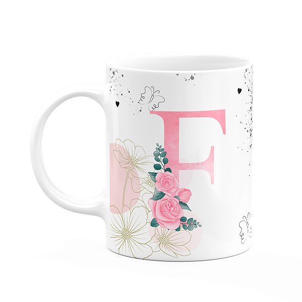 Caneca Motivação - com inicial do nome letra F - 325ml
