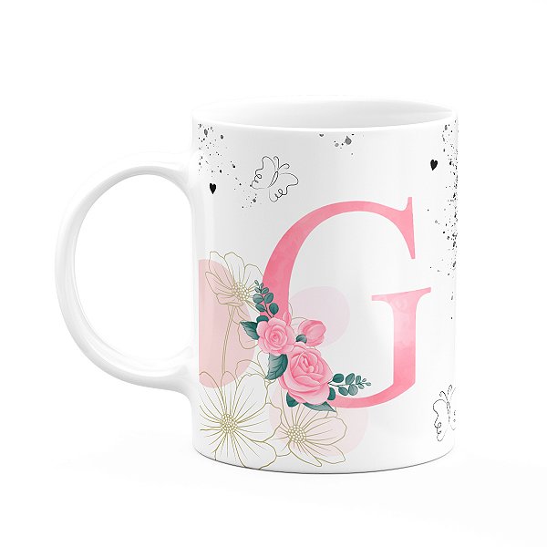 Caneca Motivação - com inicial do nome letra G - 325ml