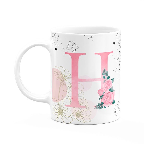 Caneca Motivação - com inicial do nome letra H - 325ml