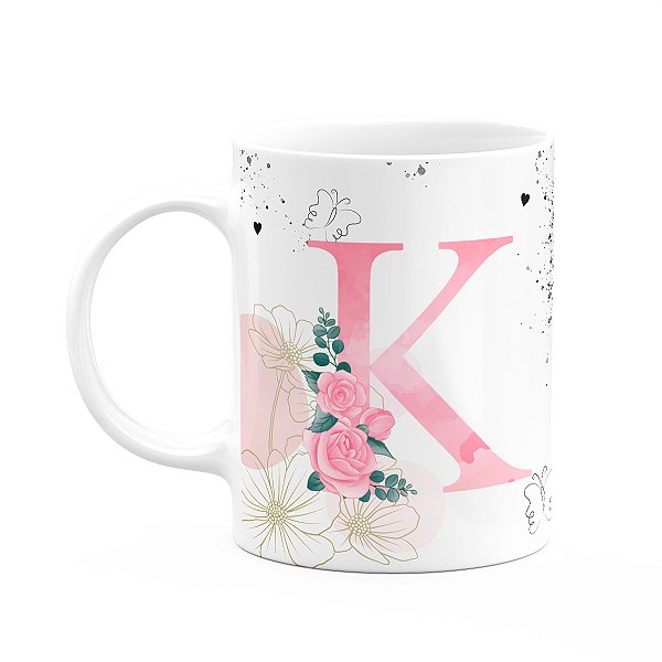 Caneca Motivação - com inicial do nome letra K - 325ml