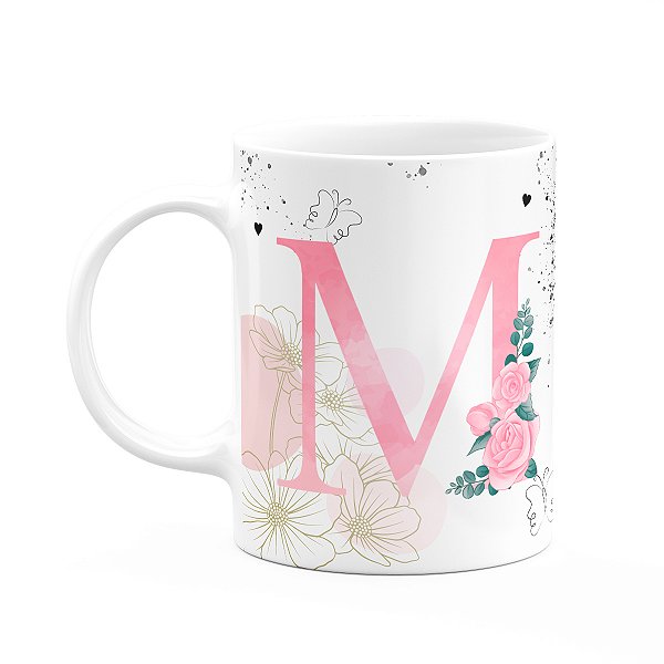 Caneca Motivação - com inicial do nome letra M - 325ml