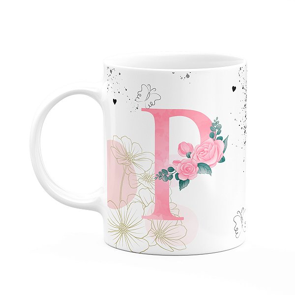 Caneca Motivação - com inicial do nome letra P - 325ml