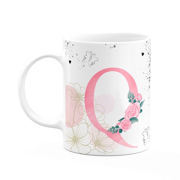 Caneca Motivação - com inicial do nome letra Q - 325ml