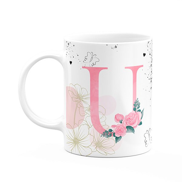 Caneca Motivação - com inicial do nome letra U - 325ml