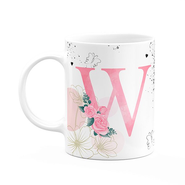 Caneca Motivação - com inicial do nome letra W - 325ml