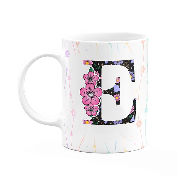 Caneca Today - com inicial do nome letra E - 325ml