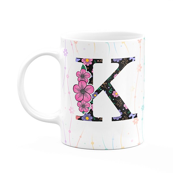 Caneca Today - com inicial do nome letra K - 325ml