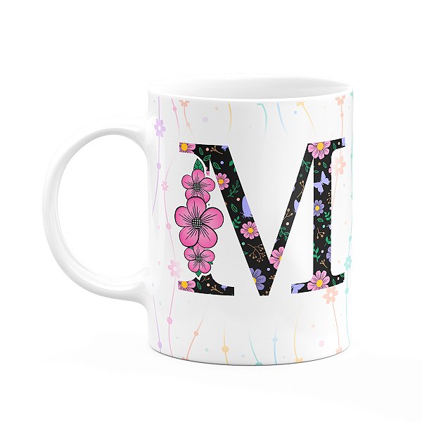 Caneca Today - com inicial do nome letra M - 325ml