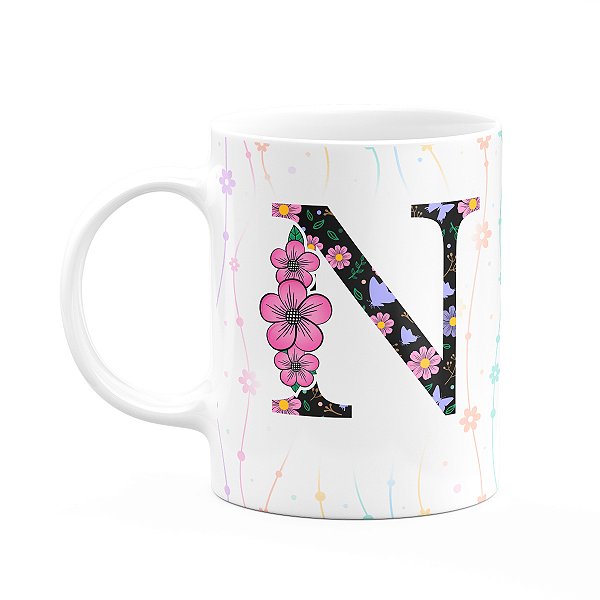 Caneca Today - com inicial do nome letra N - 325ml